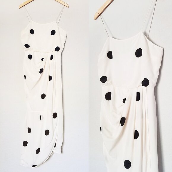 Derek Lam 10 Crosby Cream Polka Dots Cami Midi Dress Size 4 Silk Blend Wrap $550 - Picture 7 of 15